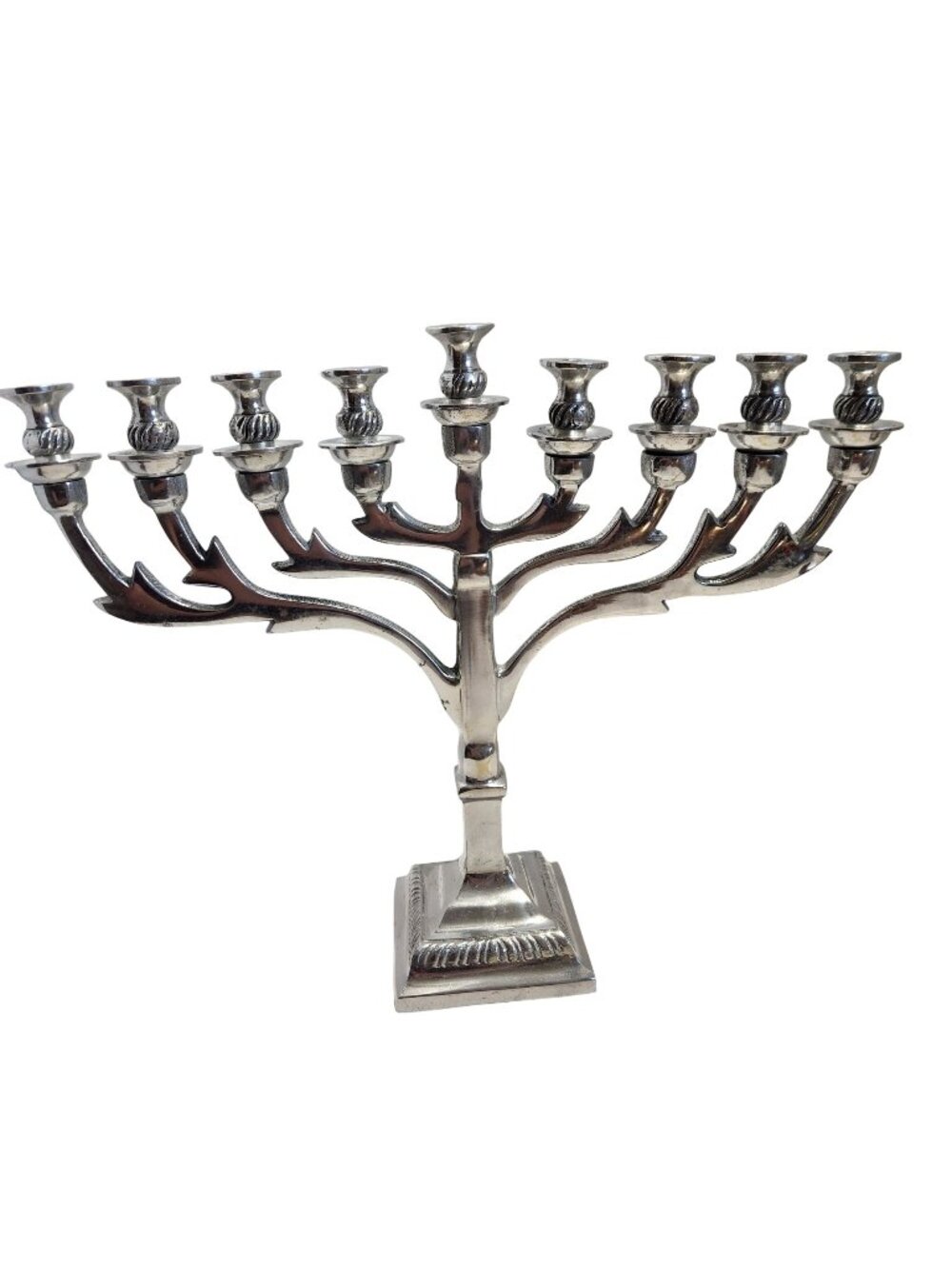 Pier 1 Imports Silver-Plated Hanukkah Menorah Intricate Detailing READ